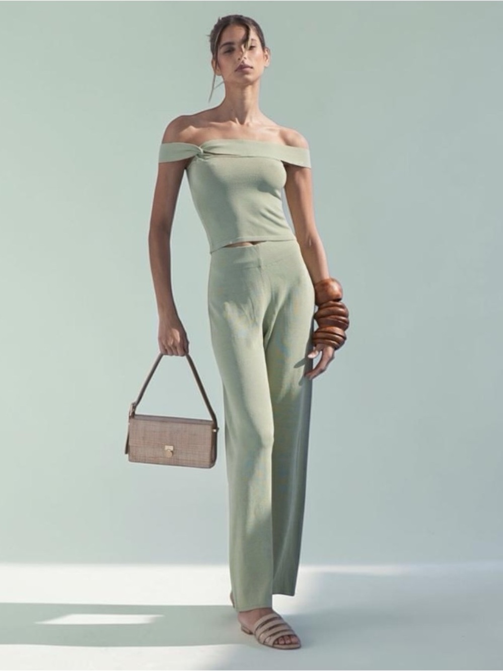 Cult Gaia Sarelle Raffia and PVC Flat Sandals